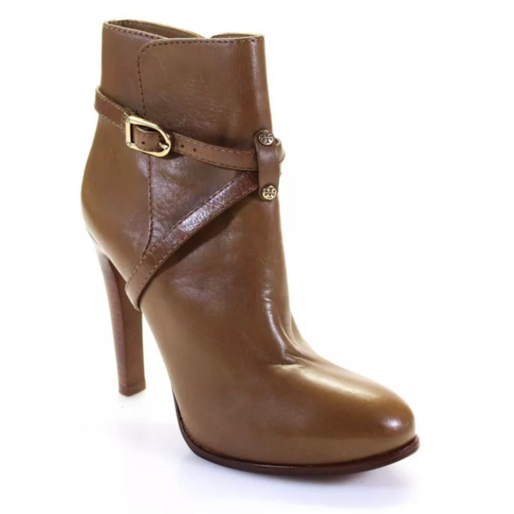 Tory Burch Womens Buckle Heel Booties Brown Size 9M
